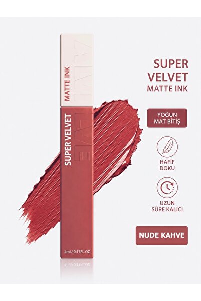 NUNUKO Super Velvet Matte Ink Likit Mat Ruj - Kalıcı Kadifemsi Mat Bitiş - Yo...