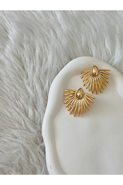 Güneş Form Gold Küpe