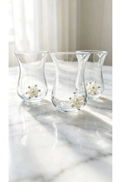 KirLiNova Pearl Grain Tea Cup 3-Piece Glass Set