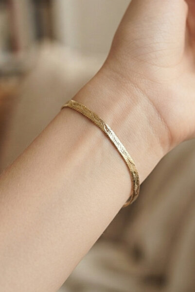 Rua Jewelry سوار ستيل تريسي موديل هاكيه سيرت 4 ملم لون ذهبي |   مقاوم للسواد،...