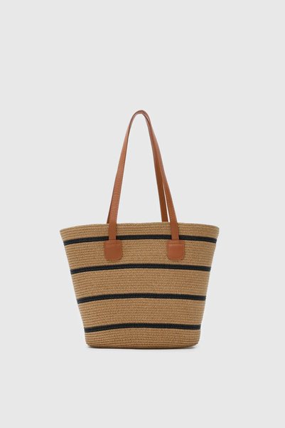Lavora Bags حقيبة فينترا من القش بنمط خطوط