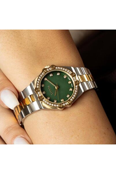 LAVOS Women's Watch Luxury Steel Two-Tone Green Dial