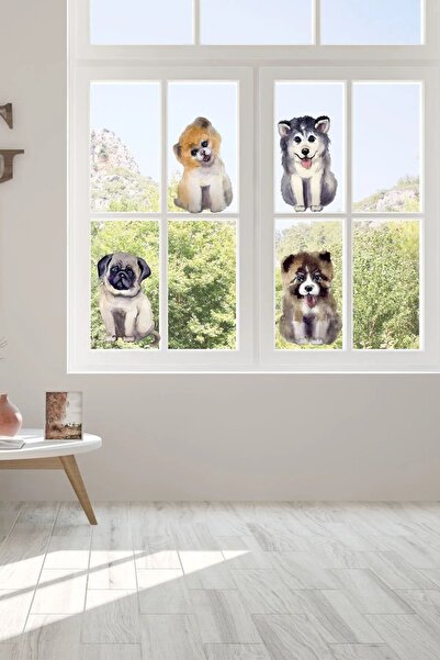 Sim Tasarım - Sim18 - Watercolor Style Cute Dogs Wall Sticker Set Colorful