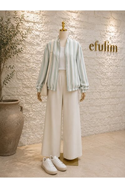 THEK BUTİK Pastel Striped Bomber Jacket