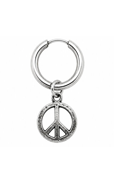 Blisse Piercing Unisex Silver Color Surgical Steel Dangle Peace Symbol Figure...
