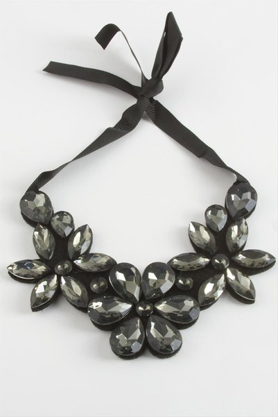 ZERO LAND Aconcept Flower Stone (10215) Collar Necklace-Anthracite