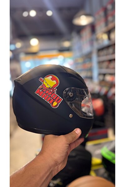 freem SEVİMLİ KAPALI MAT SİYAH IRON MAN KASK