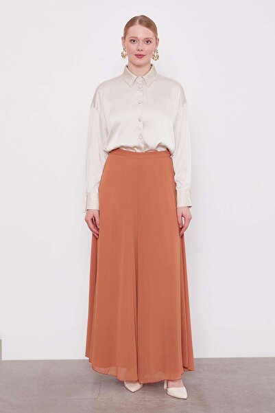 Levidor Tan High Waist Chiffon Trousers