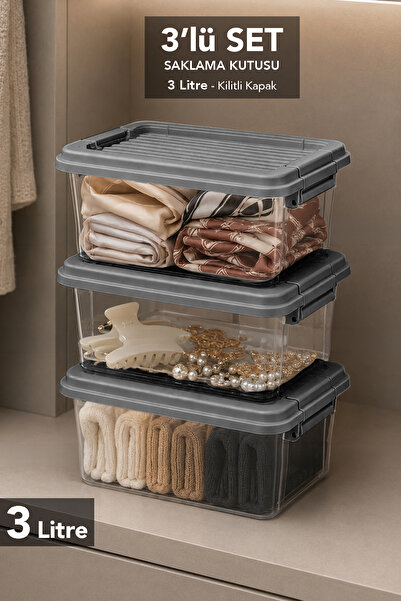 Meleni Home 3-Drawer Organizer - Lockable Lid Organizer Decorative Multi-Purp...