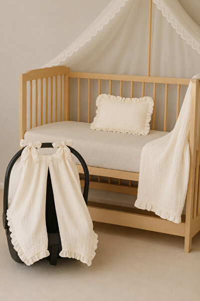 DOSİN 2 Layer Muslin Blanket Pillowcase Stroller Cover Baby Gift Set for Girl...