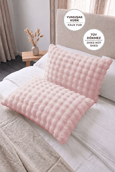 EvienHome Bubble Fur Plush 2-Piece Pillowcase 50X70 cm Rabbit Hair Soft Super...