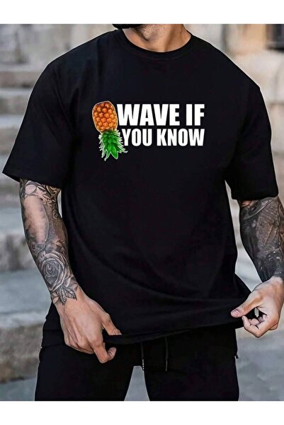 NOURAM 100% Cotton Wave If You Know Women's Men's Black Vacation Crew Neck Sh...