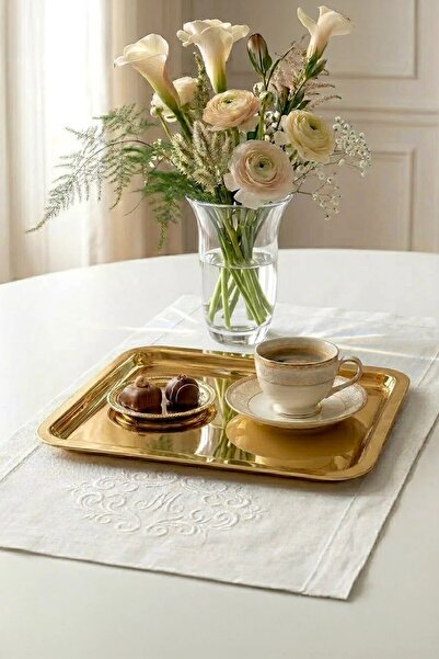 Kitchen Life Square Gold Coffee Presentation Tray-Luxury Serving Tray 21.5 cm