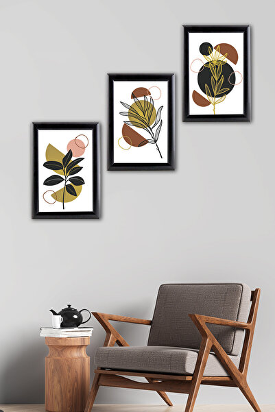 Tilki Dünyası 3-Piece A4 Black Frame Set Bohemian - Decorative Black Aluminum...