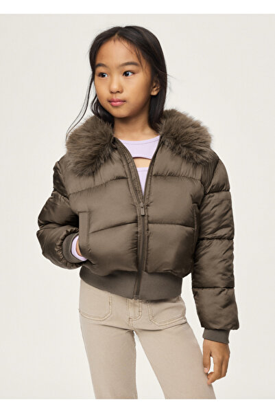 MAYORAL Girl's Faux Fur Collar Short Puffer Coat