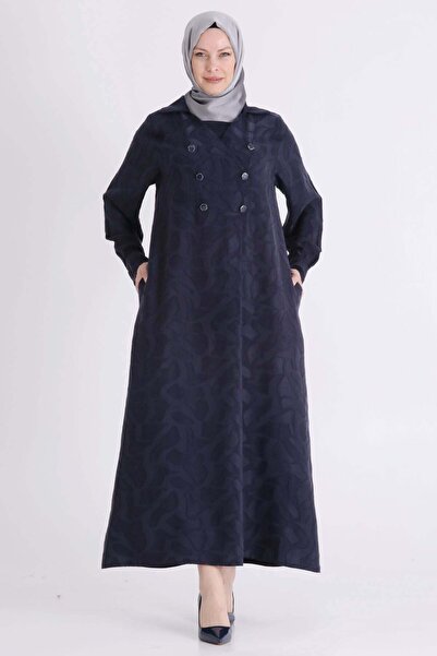 ottoman wear Behrem Büyük Beden Tesettür Elbise Lacivert OTW75018