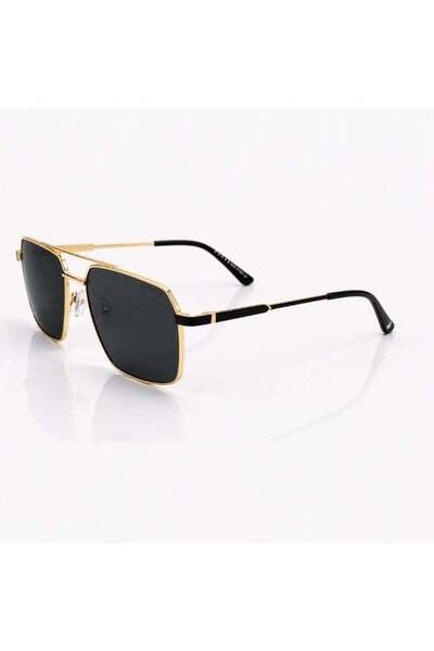 Fumes Vertex Polarized Geometric Metal Sunglasses for Men & Women, Gold Frame...