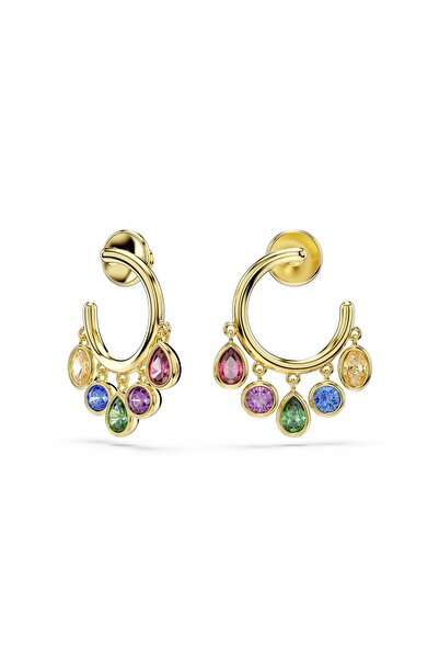 Swarovski Imber halka küpeler, Karışık kesimler, Çok renkli, 18k altın rengi ...