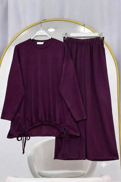 EC MODA Drawstring Detailed Two-Piece Suit with Trousers