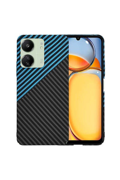 Techsuit Husă pentru Xiaomi Redmi 13C 4G, Carcasă din fibră de carbon, albast...