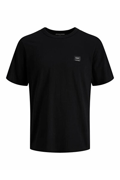 Jack & Jones Ανδρικό μαύρο μπλουζάκι Jjcleveland με στρογγυλή λαιμόκοψη
