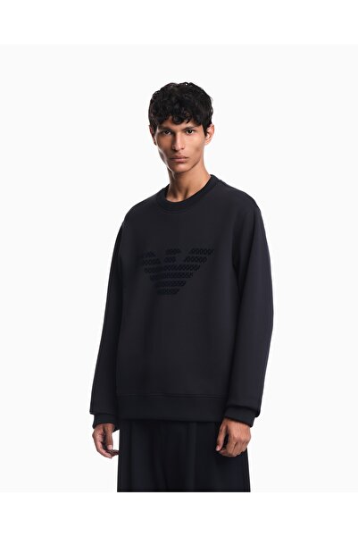 Emporio Armani Men's Large Velvet Logo Detailed Cotton Double Jersey Fabric L...