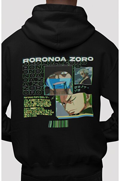 SEVBANO One Piece Roronoa Zoro Anime Back Printed Unisex Oversize Combed Cott...