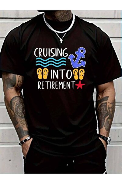9TAY 100% Cotton Cruise Into Retirement For Retired Couple's T-Shirt Men's Wo...
