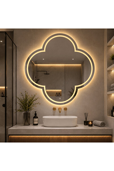 LedCorp Oglindă LED Model Van Cleef 70x70 cm, Iluminare frontală, Anti-aburir...