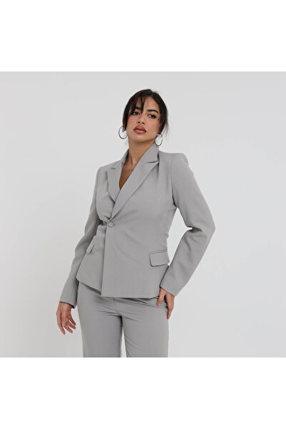2TRENDY Women's Light Gray Slim Fit Blazer