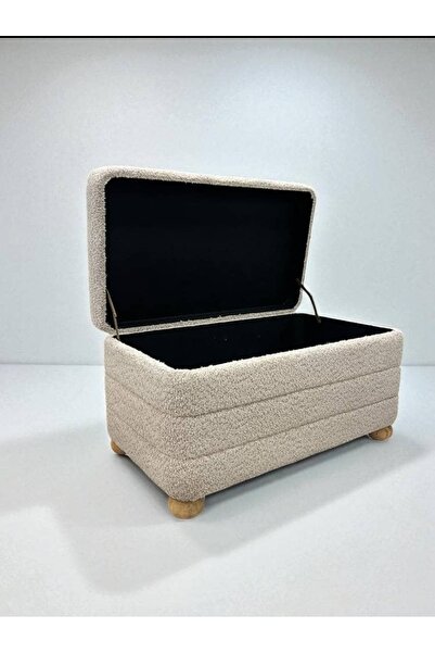 bity thok صندوق تخزين مستطيل لون سكري من القماش مع أرجل خشبي 70 × 40 cm