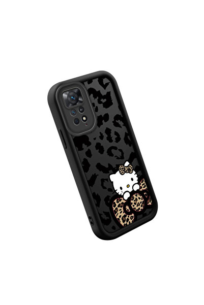 SLIMFELT Redmi Note 11 Pro 4G/5G Uyumlu siyah arka leopar desenli kedi kılıf,...
