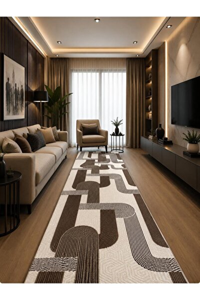 GAZELLE HOME Kaymaz Jel Taban Yıkanabilir Yumuşak Dokulu Modern Salon Oturma Odası Mutfak Koridor Halısı Saçaksız Overloklu