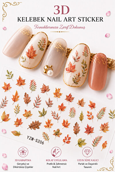 Sibelon Nail Art Sticker Kendinden Yapışkanlı Tırnak Dövmesi Takma Tırnak Süs...