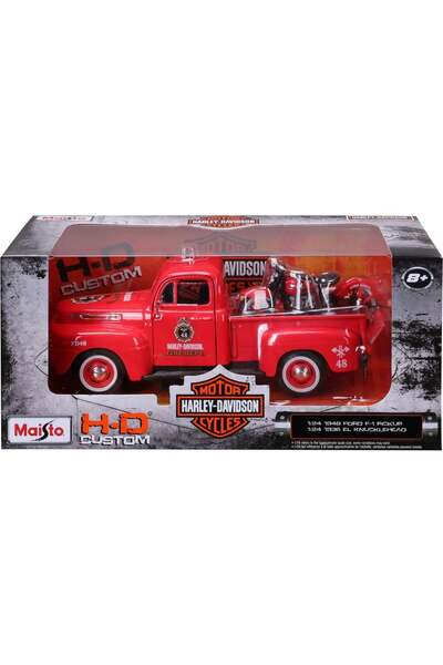 Maisto Set masina si motocicleta, Maisto, H-D Custom, 1948 Ford F1 Pick Up si...