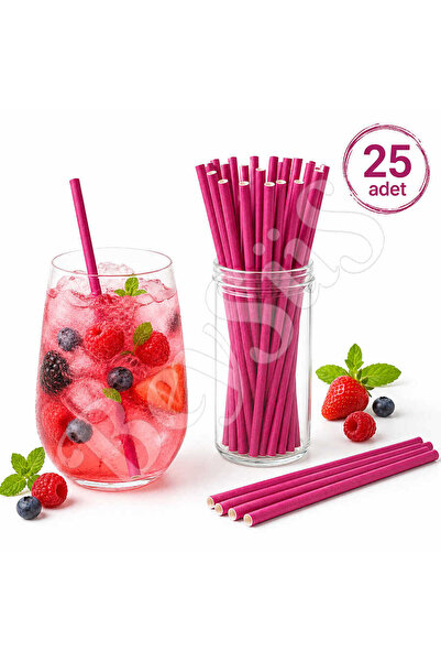 BeySüS Party Paper Straws 25Pcs Pink