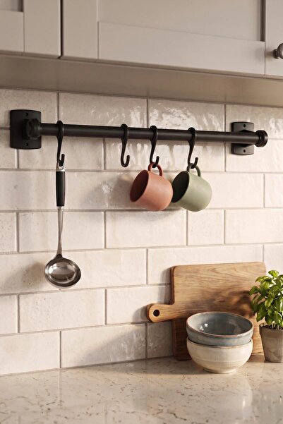 NESS HOME Paslanmaz Çelik 4 Kancalı Metal Kaşıklık,Kepçelik Mutfak Düzenleyic...