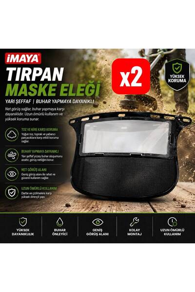 İMAYA 2 Adet Eko Paket Tırpan Maskesi Eleği Yarı Camlı (BUHAR YAPMAZ)