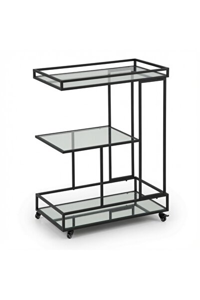 YINZUO 3 Tier Bar Cart with Wheels, Tempered Glass & Mirror Shelf,Metal Frame...