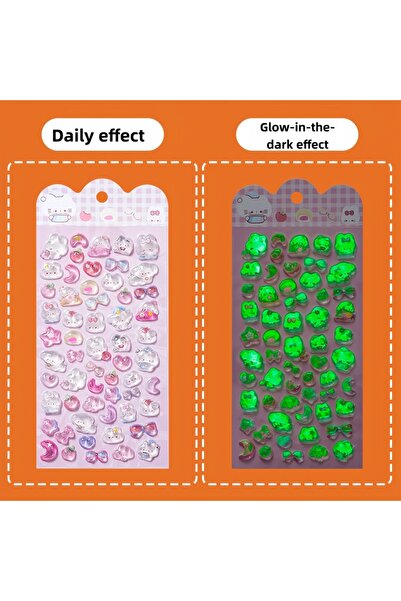 Choice6 1Pc Two Types of 3D Embossed Stickers: Luminous/Non-Luminous, Cartoon...