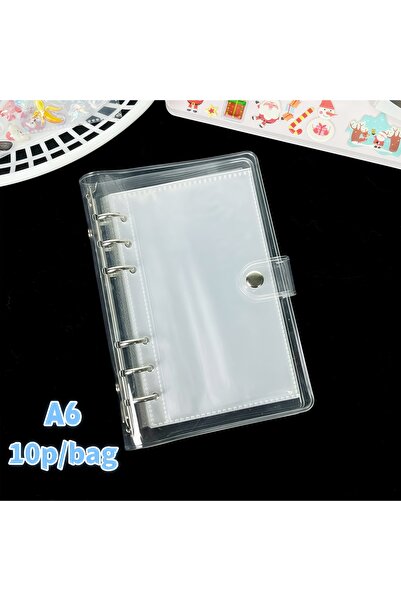 Choice1 A6 Dk و 10P 1Pc A6 مخطط شفاف، مجلد بغلاف ناعم بحلقة واحدة شفافة، شفاف...