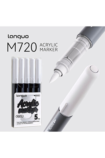 choice2 5pcs-WHITE Languo 5/10/20pcs Acrylic Marker Brush Pens Black/White/Go...
