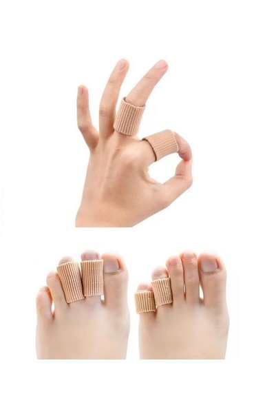 Pisicik 4 Pcs 3 cm Length Ingrown Toe Nail Protector Tube Fabric Silicone Gel Tube Bone Protector