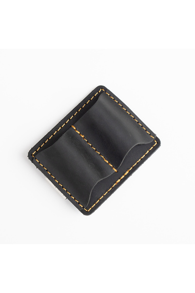 Choice8 Double black Cowhide Pen Holder, Made of Vintage Crazy Horse Leather,...