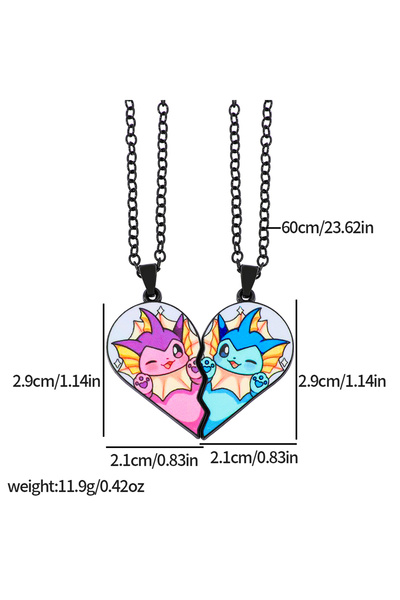 Choice4 Bandai XL3399 2-piece cute Eevee cartoon pendant necklace with heart ...