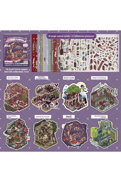 Choice A Horror Theme Landscape Sticker PET Haunted Castle Puzzle Stickers Bo...