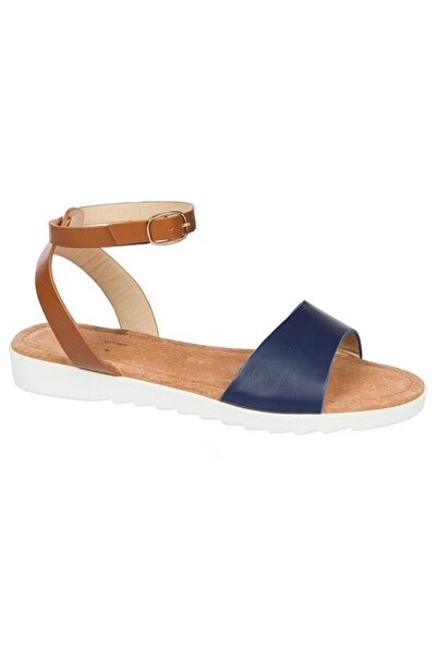 OEM Sanda cu talpa joasa de culoare bleumarin-maro