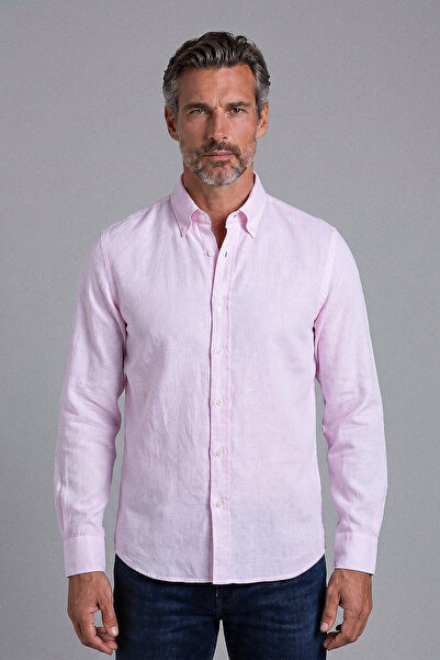 Bisse Pink Pasha Collar Long Sleeve Shirt