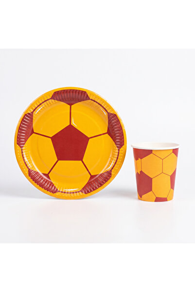 PartiPanda Sarı Kırmızı Galatasaray renklerinde Tabak & Bardak Set 8 li - Doğ...