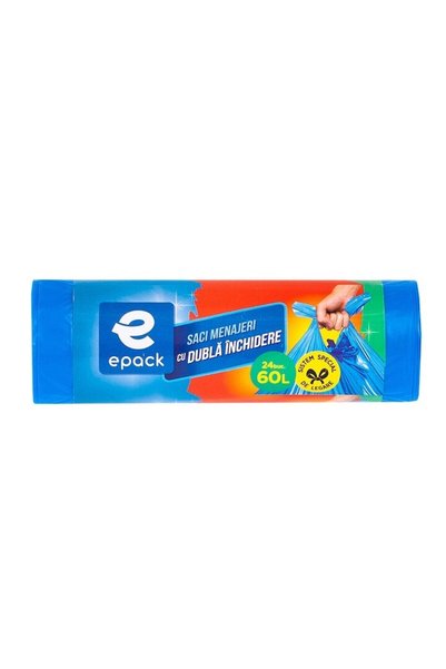 Epack Saci de gunoi cu închidere dublă Blue Epack, 60l, 60 buc.